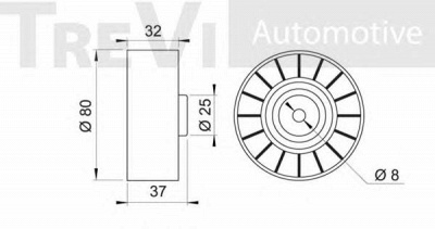 TREVI AUTOMOTIVE ta1075 -  Натяжной ролик, поликлиновой  ремень